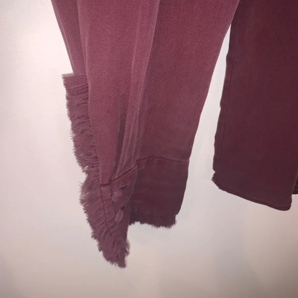 Theory 100% Silk Long Sleeve Ruffle Frayed Edge Blouse M - Picture 8 of 9